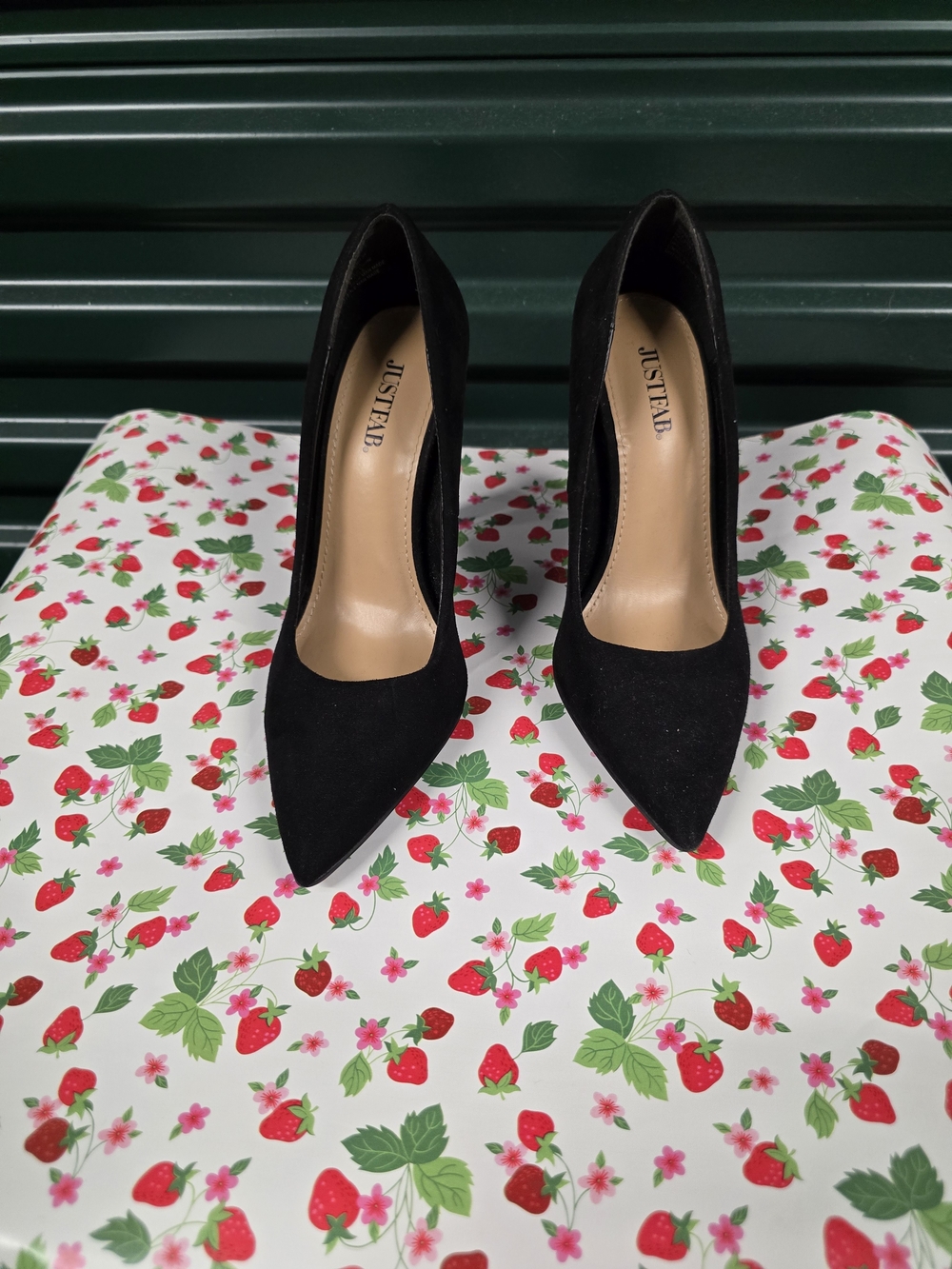 JustFab Black Suede Pointed Toe Stiletto Heels